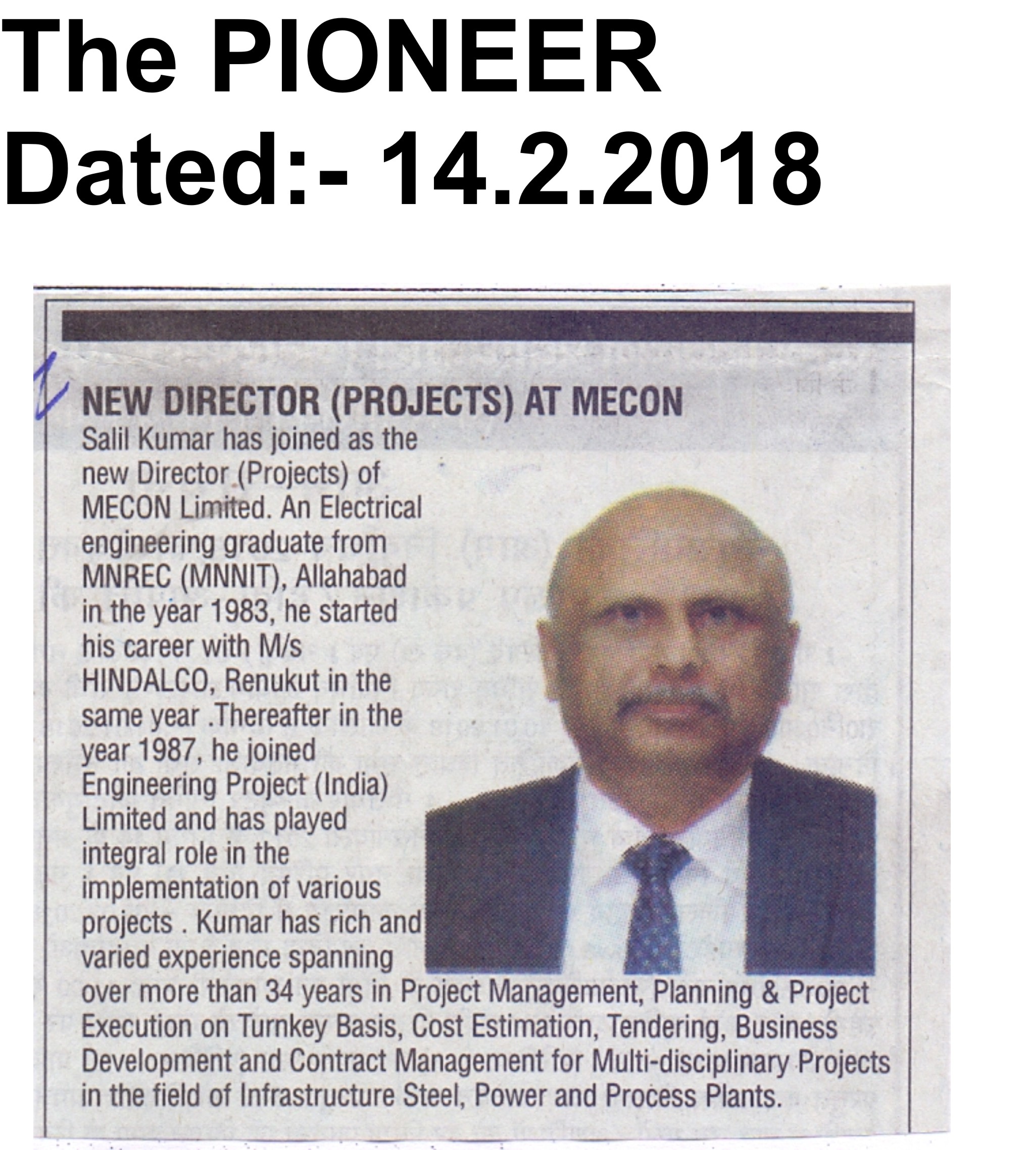 THE PIONEER
Dated: 14.02.2018